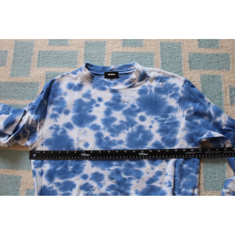 Monrow M Blue Tie Dye Soft Sweatshirt Long Sleeve Crew Neck Pullover Top - Picture 6 of 9